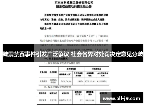 魏震禁赛事件引发广泛争议 社会各界对处罚决定意见分歧